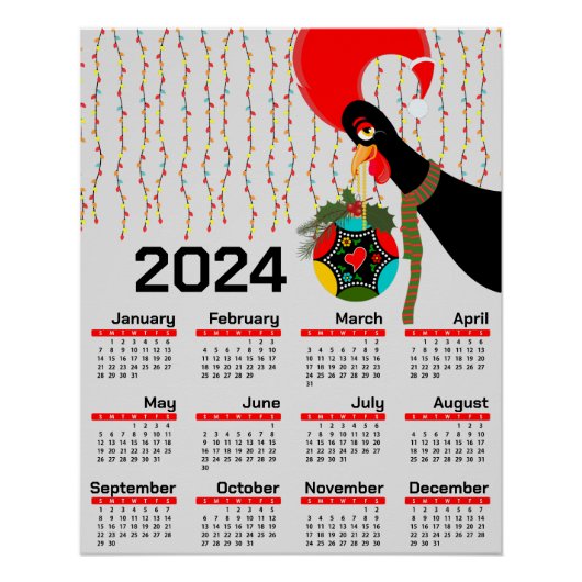 De Portugese Rooster Kerstmis 2024 Kalender Perfect Poster (Voorkant)