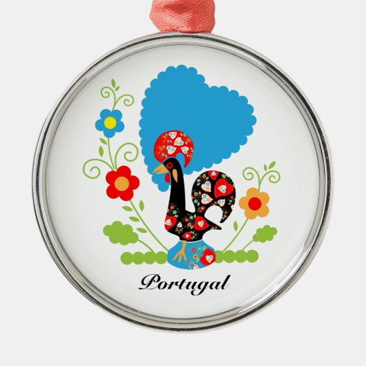 De Portugese rooster Metalen Ornament (Voorkant)