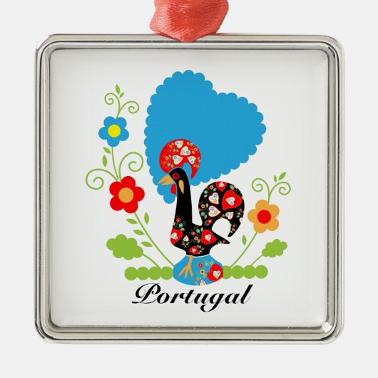 De Portugese rooster Metalen Ornament (Voorkant)