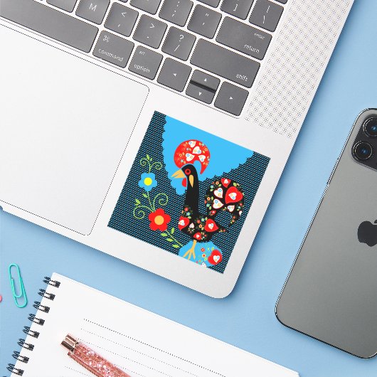 De Portugese rooster Sticker (Laptop met iPhone)
