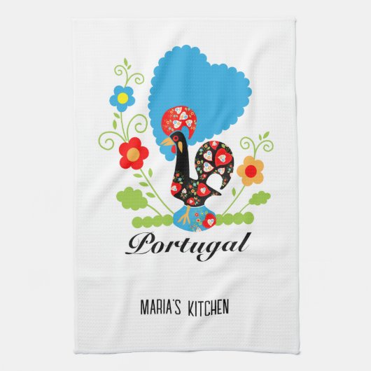 De Portugese rooster Theedoek (Verticaal)