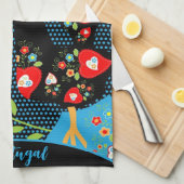 De Portugese rooster Theedoek (Quarter Fold)