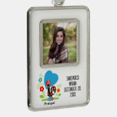 De Portugese rooster Verzilverd Omlijst Ornament (Rechts)