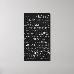 De positieve Inspirerend Woorden van Gedachten Canvas Afdruk