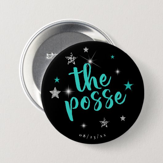 De Posse Disco Bachelorette Teal ID925 Ronde Button 7,6 Cm (Voorkant /achterkant)