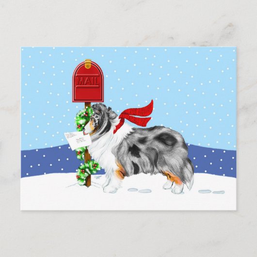 De Post Blauwe Merle van Kerstmis van Sheltie Feestdagenkaart (Voorkant)