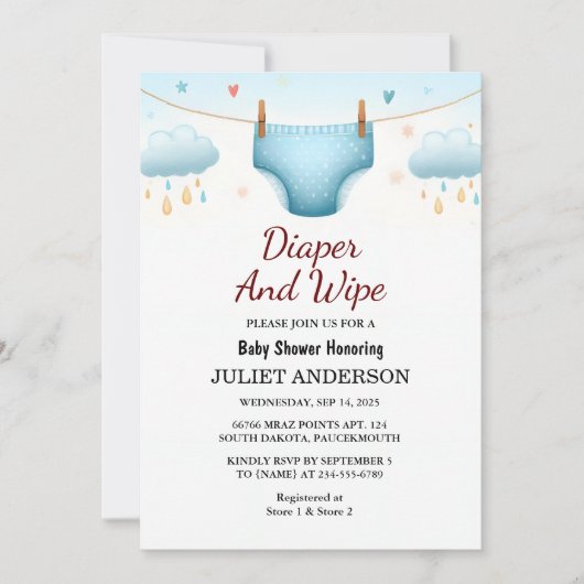 De Post Dad Roze Blauwe Luier en Veeg Baby shower Kaart (Voorkant)