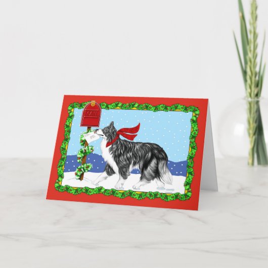 De Post van Border collie van Kerstmis Feestdagen Kaart (Voorkant)