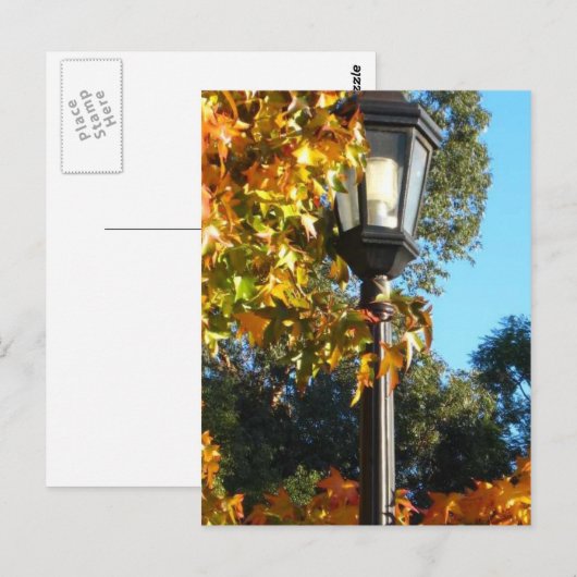 De Post van de lamp in Herfst Briefkaart (Voorkant / Achterkant)