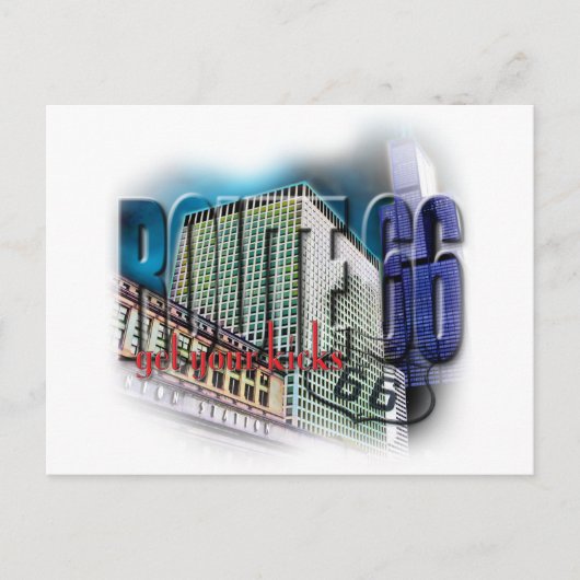 De Post van de Unie - Route 66 - Chicago Briefkaart (Voorkant)