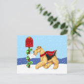 De Post van het Dal van Kerstmis van Airedale Feestdagenkaart (Staand voorkant)
