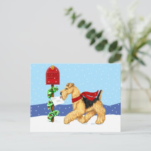 De Post van het Dal van Kerstmis van Airedale Feestdagenkaart (Staand voorkant)