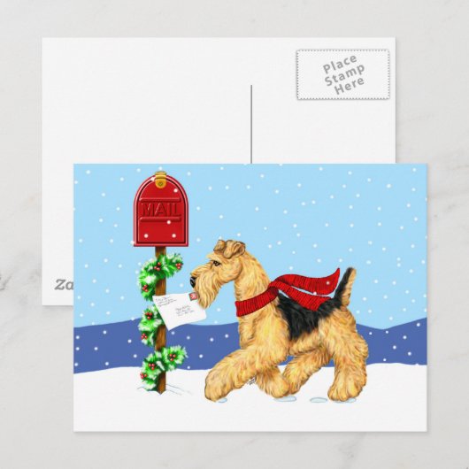 De Post van het Dal van Kerstmis van Airedale Feestdagenkaart (Voorkant / Achterkant)