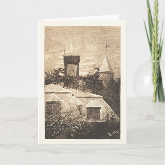 De Post van Kerstmis, Thomas Nast, 1889 Feestdagen Kaart (Voorkant)