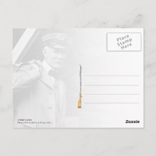 De postbode bij de Post Kantoor Briefkaart (Achterkant)