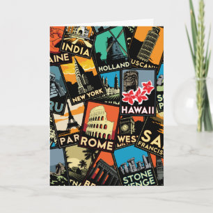 De posters retro vintage Europa Azië de V.S. van Kaart