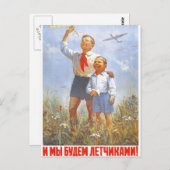 De Posters van de Propaganda van Sovjetunie van de Briefkaart (Voorkant / Achterkant)