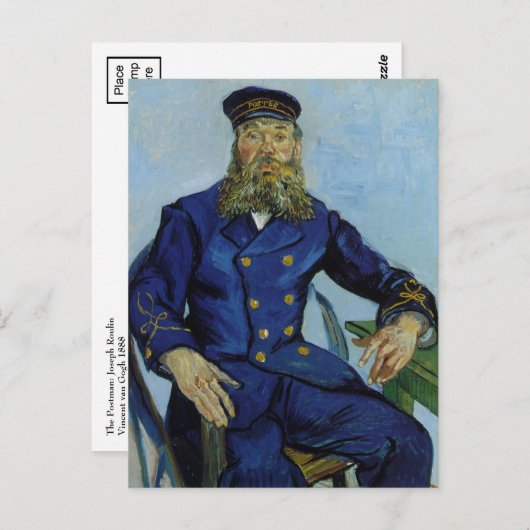 De postman Joseph Roulin van Vincent van Gogh Briefkaart (Voorkant / Achterkant)
