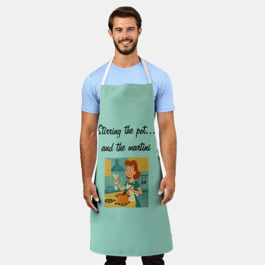 "De pot roeren... en de Martini" Schort (Gedragen)