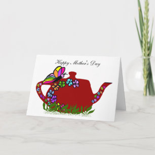 De pot van de de bloementhee van de vlinder, de kaart