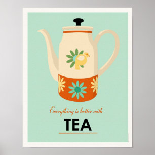 De Pot van de Thee van het midden van de eeuw Poster