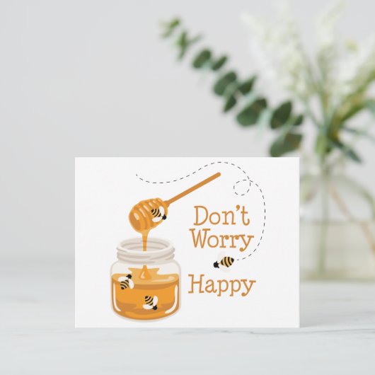 De pot van Honing Briefkaart (Staand voorkant)