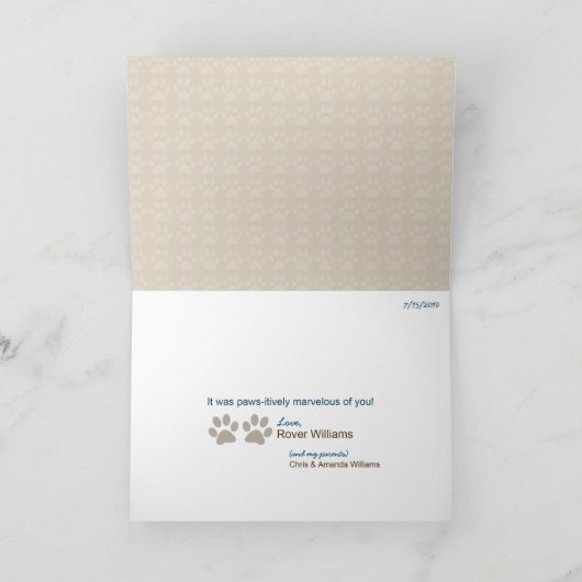 De poten danken u Kaart voor de Vet (taupe/brown) (Binnen)