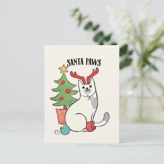 De Poten van de kerstman | Kat van het Rendier Briefkaart (Staand voorkant)