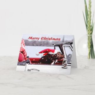 De Poten van de kerstman op een Opdracht! Feestdagen Kaart