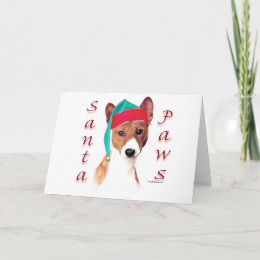 De Poten van de Kerstman van Basenji Feestdagen Kaart (Voorkant)