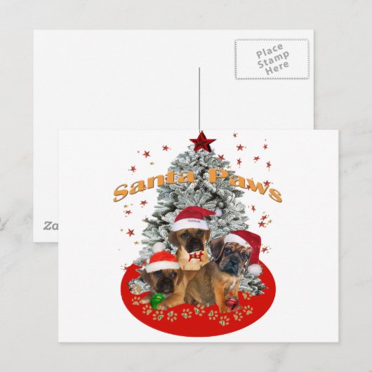 De Poten van de Kerstman van Puggle Feestdagenkaart (Voorkant / Achterkant)