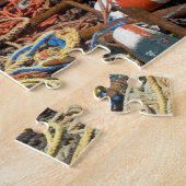 De potten, de boeien, en de touwen van de lobster legpuzzel (Zijkant)