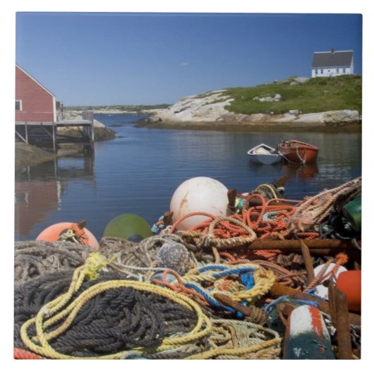 De potten, de boeien, en de touwen van de lobster  tegeltje (Voorkant)