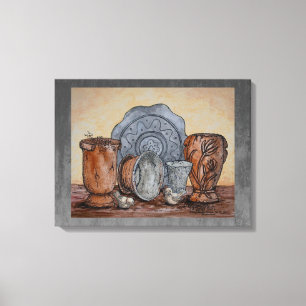 “De potten van de pottenbakker” Fijnstilleven Kuns Canvas Afdruk