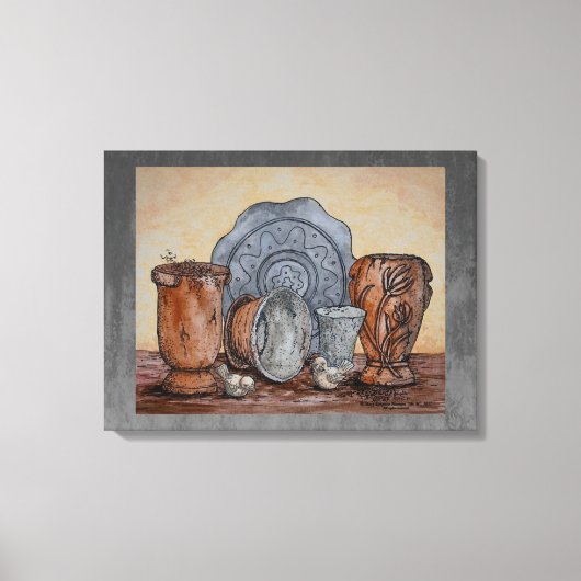 “De potten van de pottenbakker” Fijnstilleven Kuns Canvas Afdruk (Voorkant)