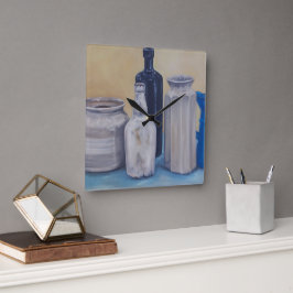 De potten van oma vierkante klok