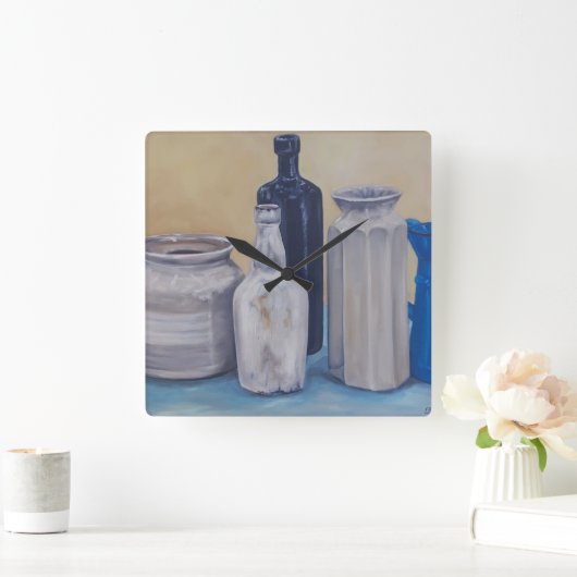 De potten van oma vierkante klok (Huis)