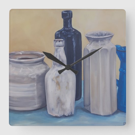 De potten van oma vierkante klok (Voorkant)