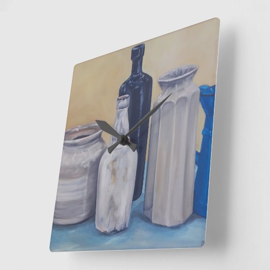 De potten van oma vierkante klok (Hoek)