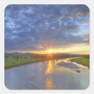 De Powder River krijgt het laatste licht in Custer Vierkante Sticker