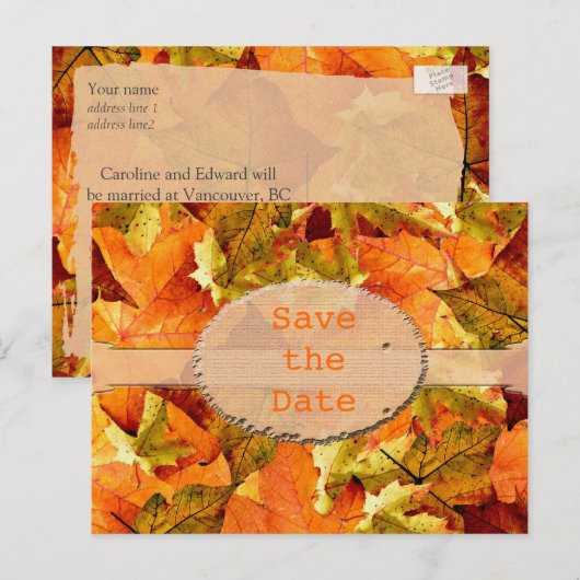 De prachtige de kleurenbladeren van de herfst spar aankondigingskaart (Voorkant / Achterkant)