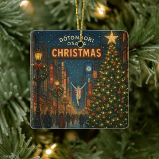 De prachtige Dotonbori Christmas Street in Osaka Keramisch Ornament