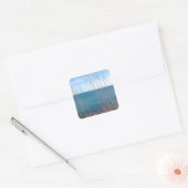 De prachtige gras en Zee Vierkante Sticker (Envelop)