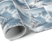 De prachtige kerstkerk in de bergen cadeaupapier (Rol Hoek)