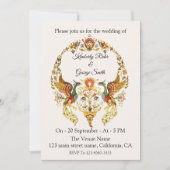 De prachtige krans van de vogel bruiloft uitnodigi kaart (Voorkant)