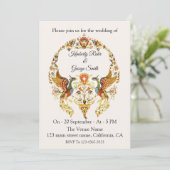 De prachtige krans van de vogel bruiloft uitnodigi kaart (Staand voorkant)