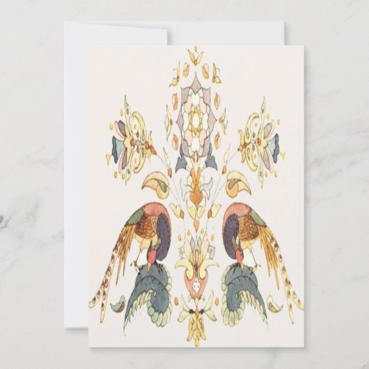 De prachtige krans van de vogel bruiloft uitnodigi kaart (Achterkant)