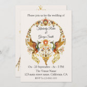 De prachtige krans van de vogel bruiloft uitnodigi kaart (Voorkant / Achterkant)