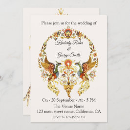 De prachtige krans van de vogel bruiloft uitnodigi kaart