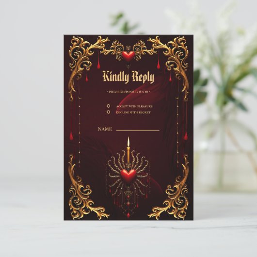 De prachtige kunst van de gotische elegantie. Ro RSVP Kaartje (Staand voorkant)